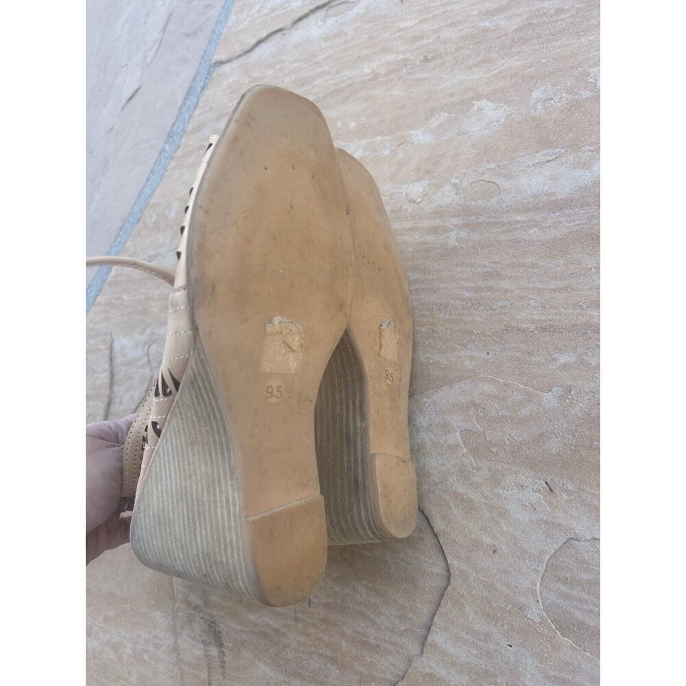 Jeffrey Campbell Beige lace up Wedge Open Toe Heels Size Sz 9.5 BZ - Picture 4 of 5